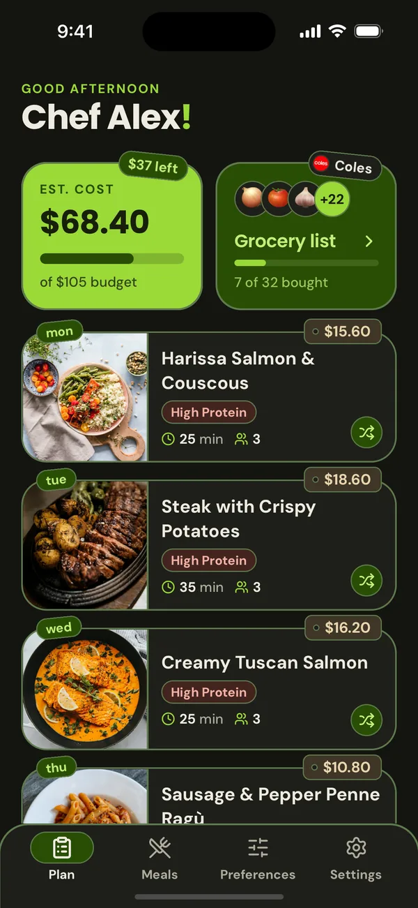 nomi's Plan tab in dark mode.